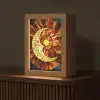 Mozaïek - Glas - Maan - Donkerblauw Light Box met kabel (Tafellamp) klein -z3d_website