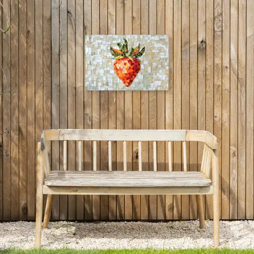 Aardbei - Rood - Mozaïek - Fruit Tuinposter op houten frame 2 cm dik klein -sfeer4