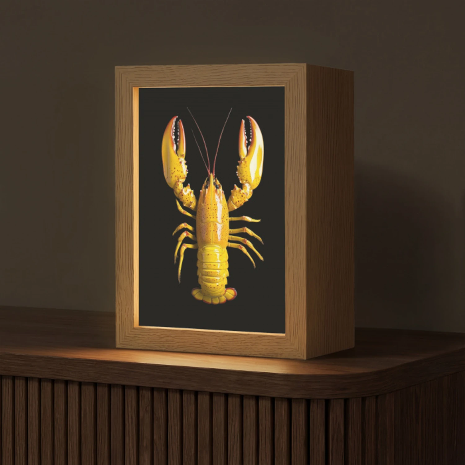 Kreeft - Geel - Stippen - Effen Light Box met kabel (Tafellamp) klein -z3d_website