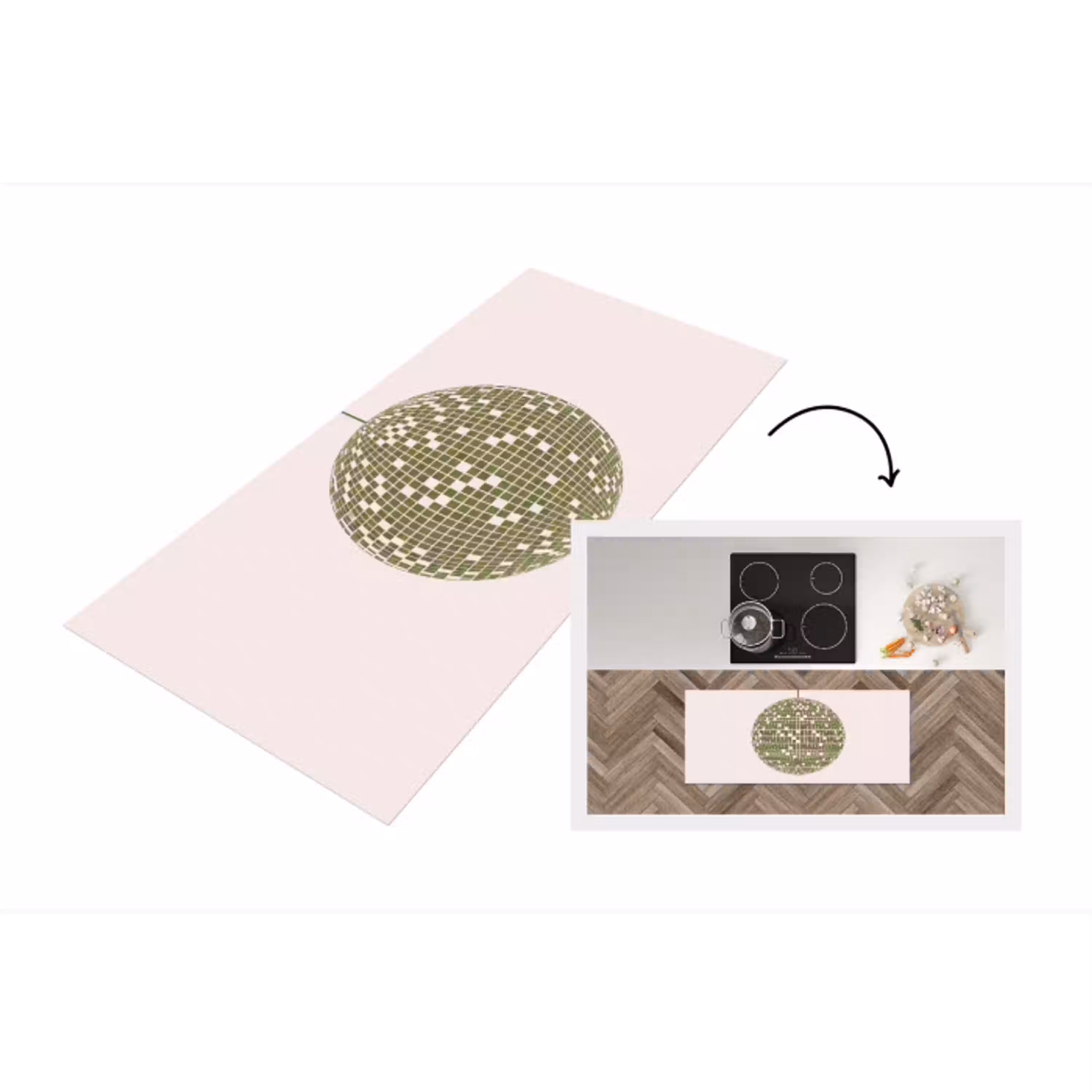 Disco - Bal - Groen - Abstract - Modern Keukenloper - keukenmat middel -3d