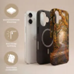 Bospad - Herfstbos - Bladeren - Oranje - Nostalgisch Toughcase MagSafe Apple iPhone 17 klein -USP_Lagen_NL