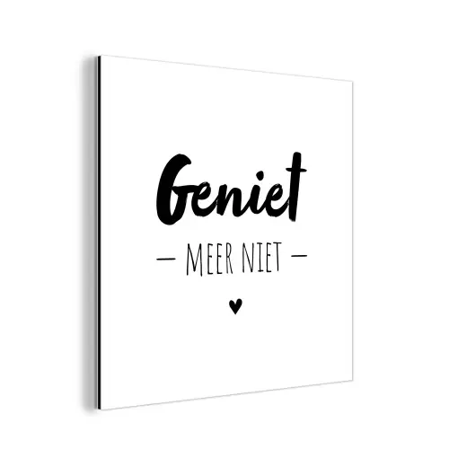 Tekst - Geniet meer niet - Genieten - Quotes aluminium wit klein -3d