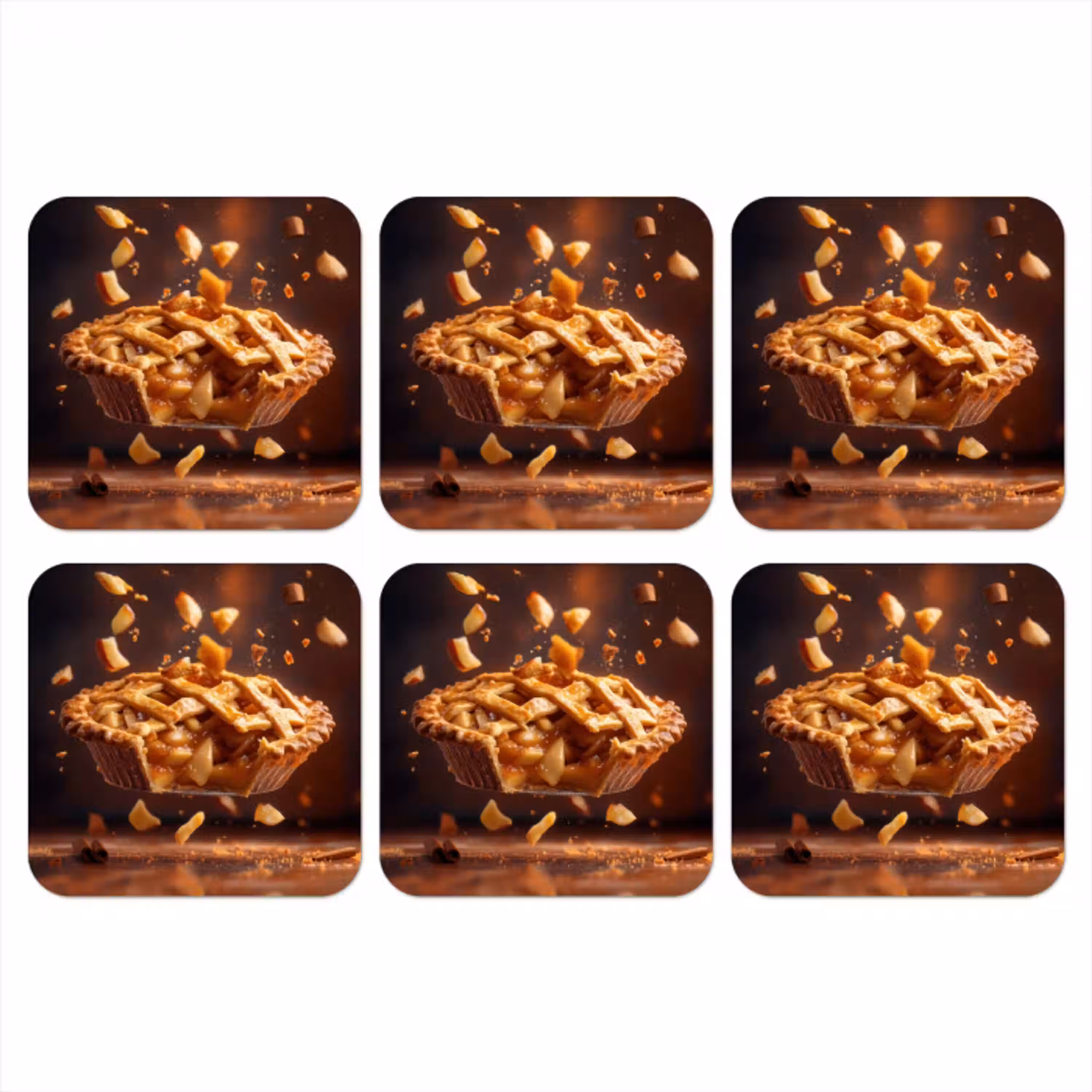 Appel - Taart - Warm - Eten onderzetter kurk middel -3d