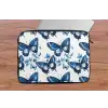 Blauw - Vlinders - Bloemen - Wit laptophoes neopreen klein 279 -tafel