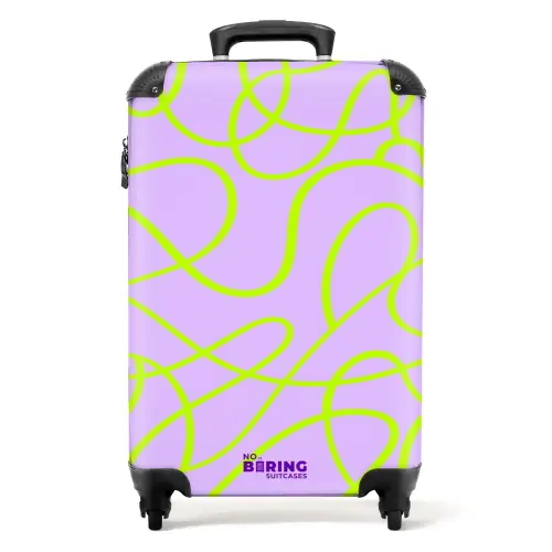 Limoengroene lijnen op lila NBS - Handbagage koffer - Kinderen Unisex middel -productfoto_recht