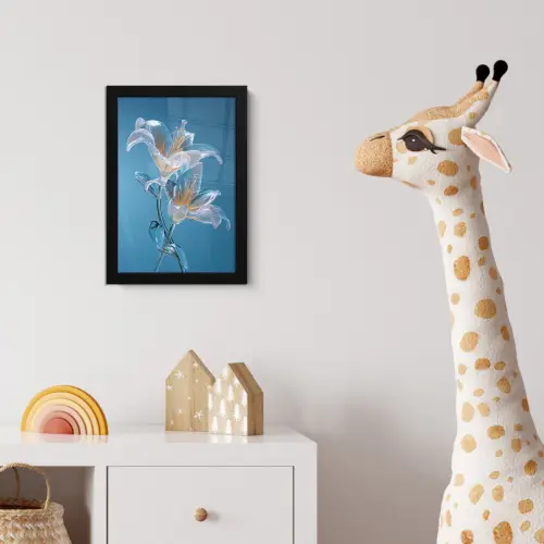 Lelies - Blauw - Glazen fotolijst zwart zonder passe partout klein -usfeer4_kinderkamer