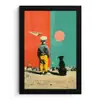 Retro - Jongen - Hond - Rood - Groen fotolijst zwart zonder passe partout klein -3d