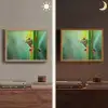 Groene kikker - Nieuwsgierig - Gras Light Box met batterij (Wandlamp) middel -sfeer3