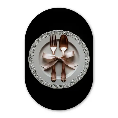 Rose - Strik - Bestek Wandcirkel Ovaal Forex klein -3d