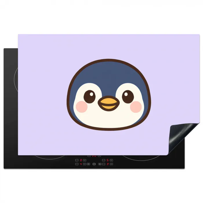 Pinguïn - Paars - Schattig Inductie beschermer vinyl 3mm klein -3d