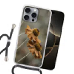 Zonnehoed - Droogbloemen - Geel - Warm Hoesje iPhone 16 Pro Max met koord klein -sfeer1