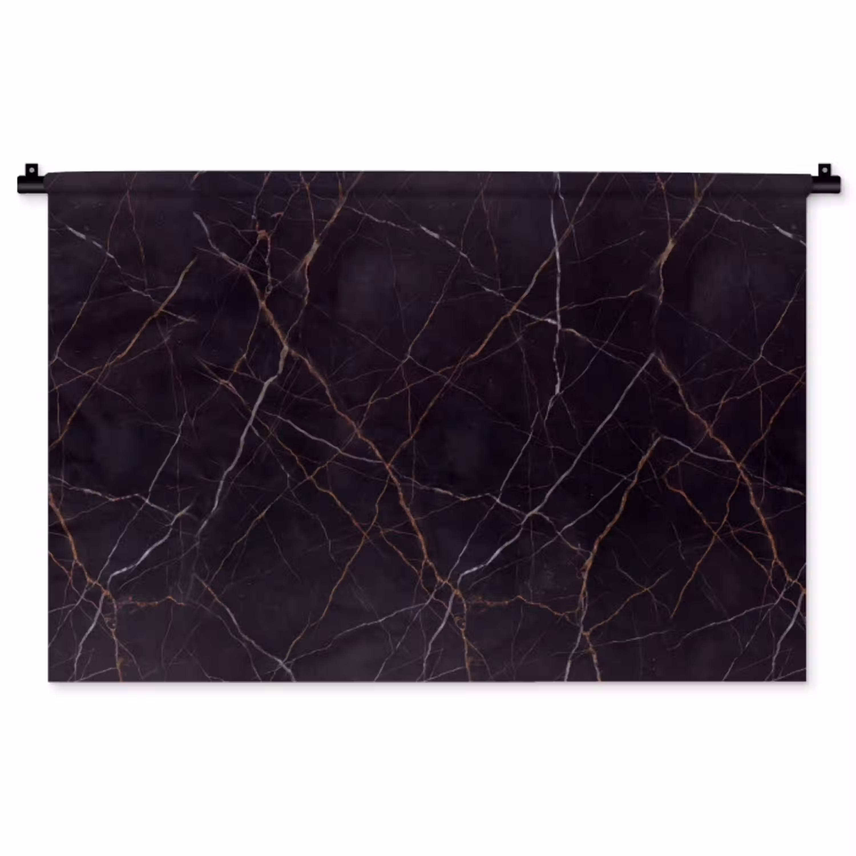 Natuursteen - Marmerpatroon - Abstract - Modern - Zwart - Goud Wandkleed katoen middel -zz3d
