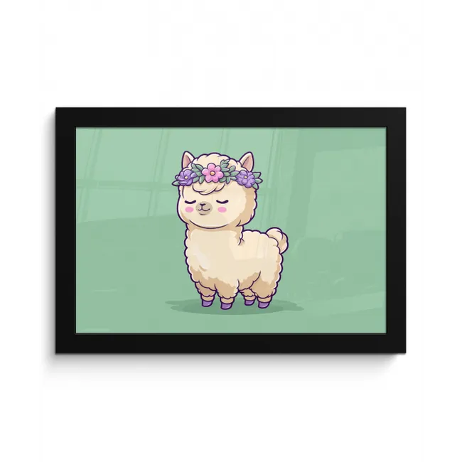 Alpaca - Groen - Bloemendiadeem fotolijst zwart zonder passe partout klein -3d