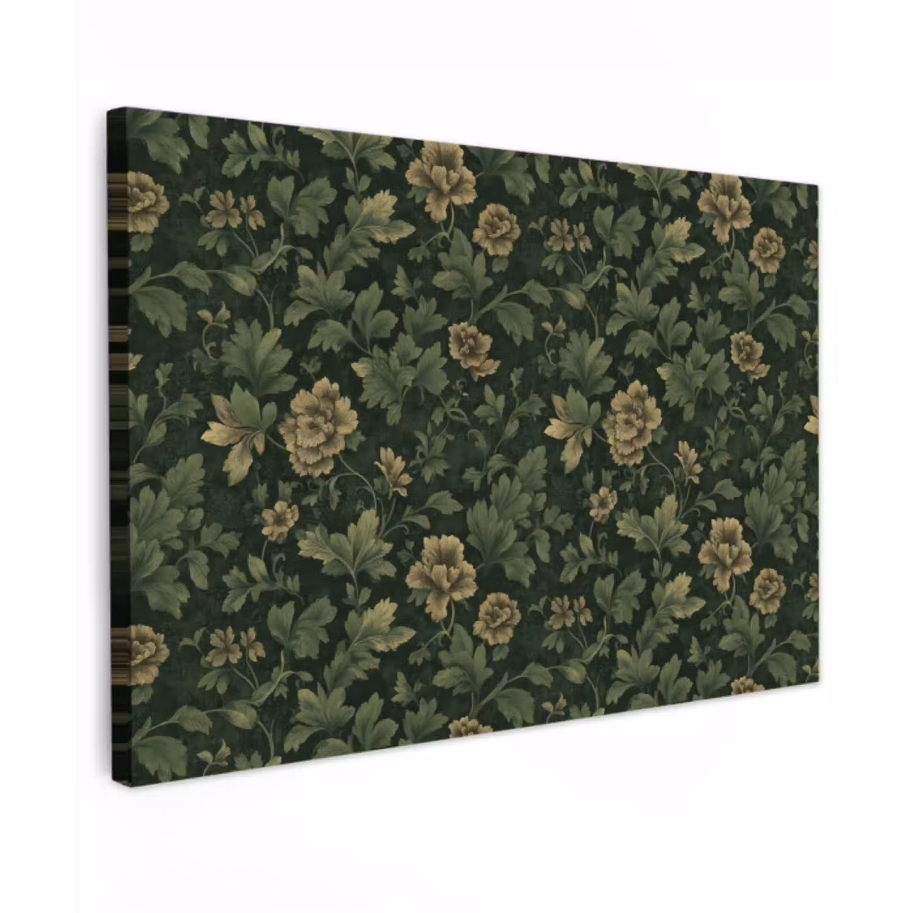 Donker - Groen - Goud - Botanisch canvas 2cm klein 34 -z3d