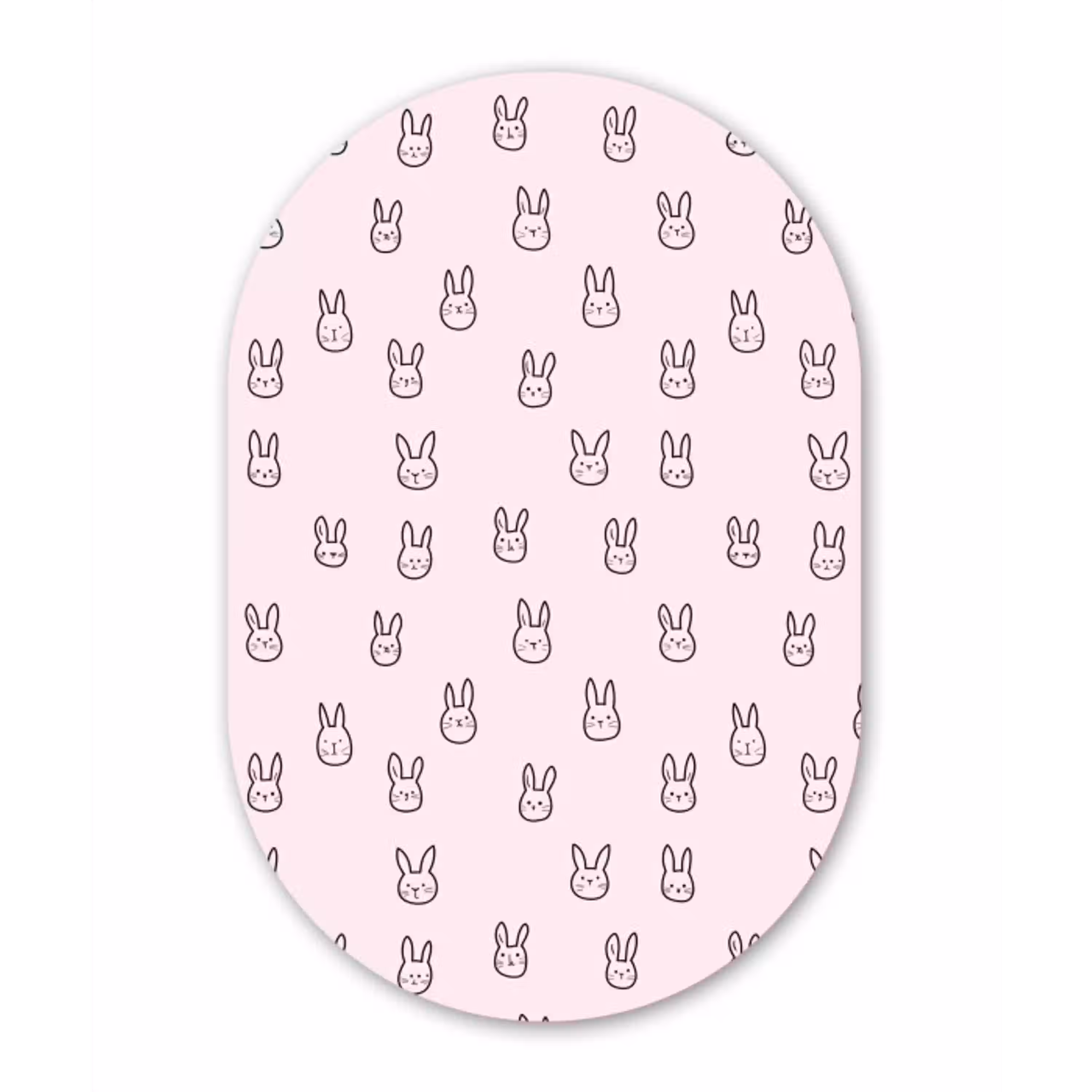 Konijnen - Minimalistisch - Roze Wandcirkel Ovaal Aluminium middel 839 -3d