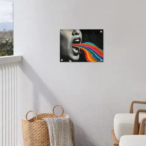 Mond - Golven - Regenboog tuinposter los doek klein -sfeer8