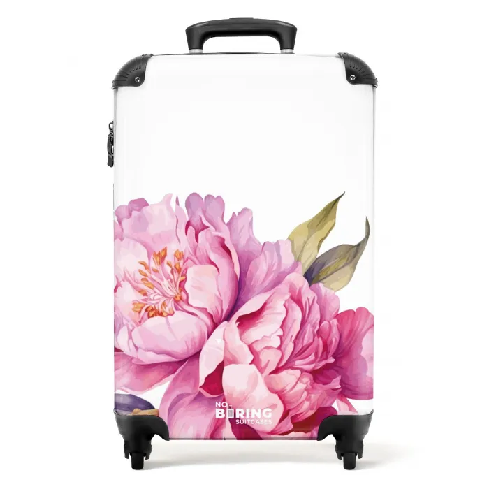 Vintage bloemen - Pioenrozen NBS - Handbagage koffer - Kinderen Unisex middel -productfoto_recht