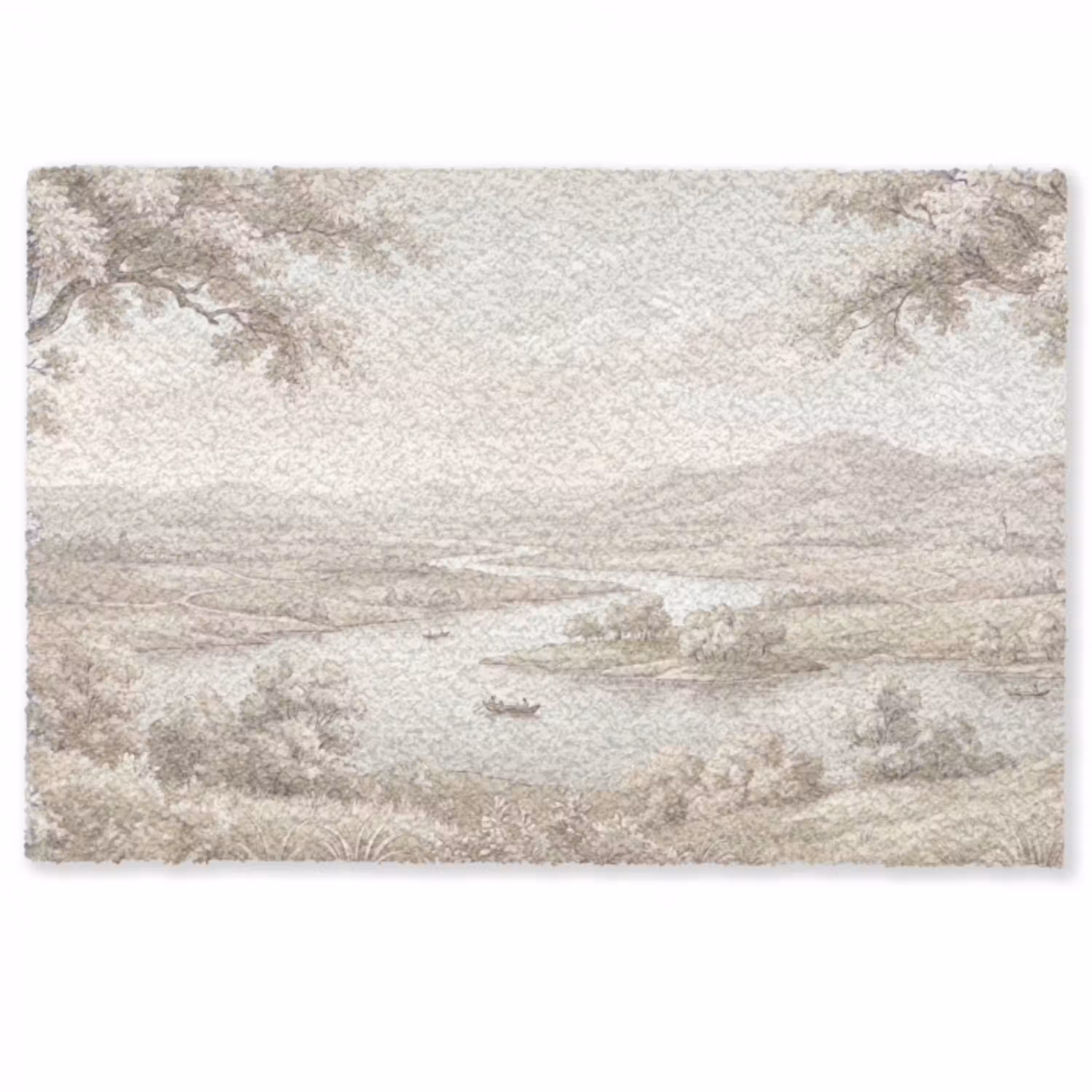 Rivierlandschap - Bergen - Natuur - Vintage - Beige Deurmat klein -zkaufland3d