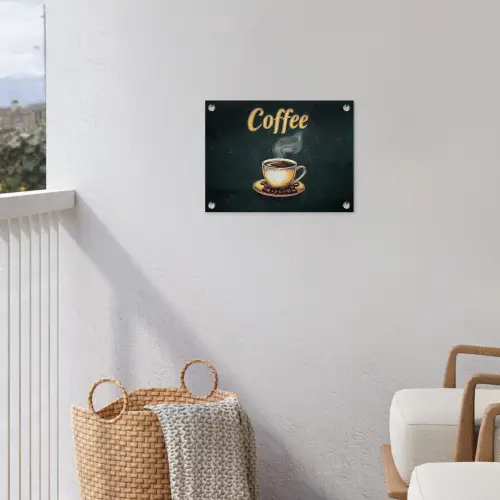 Koffie - Schotel - Koffiebonen - Retro tuinposter los doek klein -sfeer8