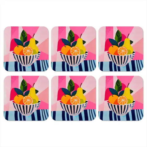 Fruit - Abstracte achtergrond - Roze onderzetter kurk middel -3d