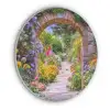 Doorkijk - Bloemen - Pad - Natuur Akoestische PET Vilt - Rond klein -3d