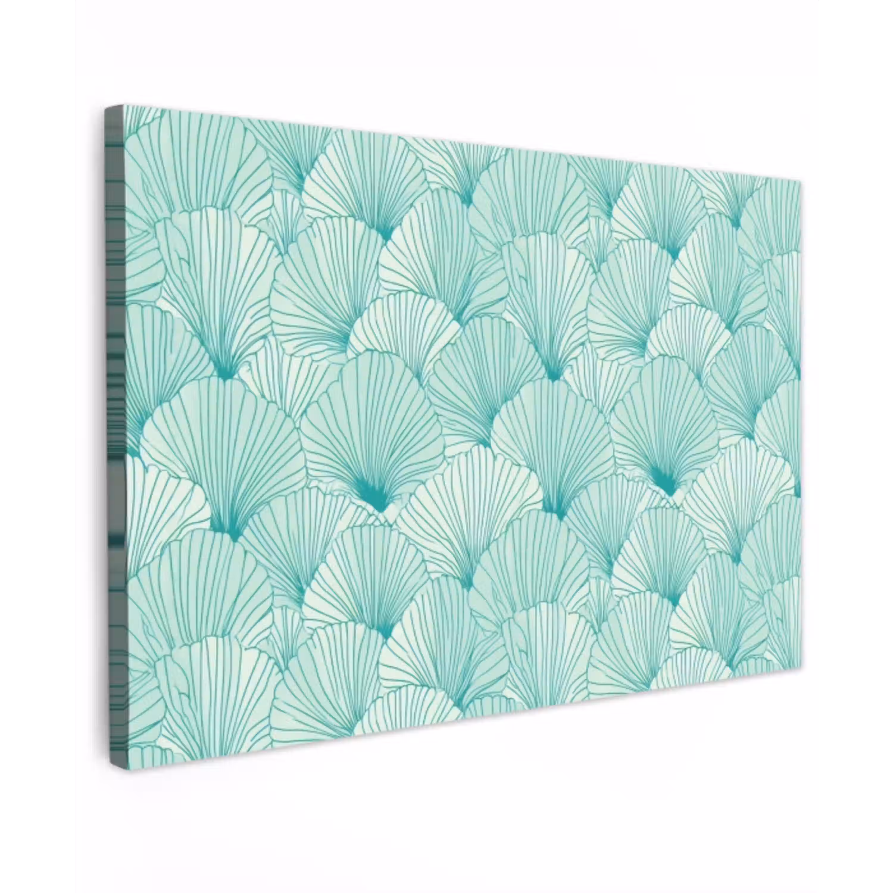 Groen - Wit - Ginko - Getekend - Textuur Tuinposter op houten frame 2 cm dik klein 845 -3d
