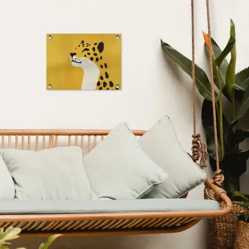 Cheetah - Illustratie - Geel tuinposter los doek klein -sfeer7