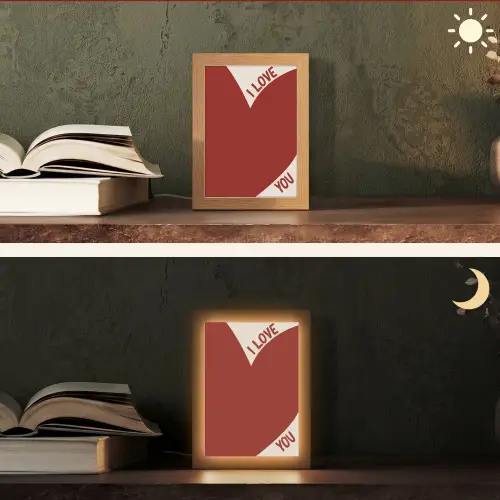 Loveyou - Rood - Hart Light Box met kabel (Tafellamp) klein -sfeer3