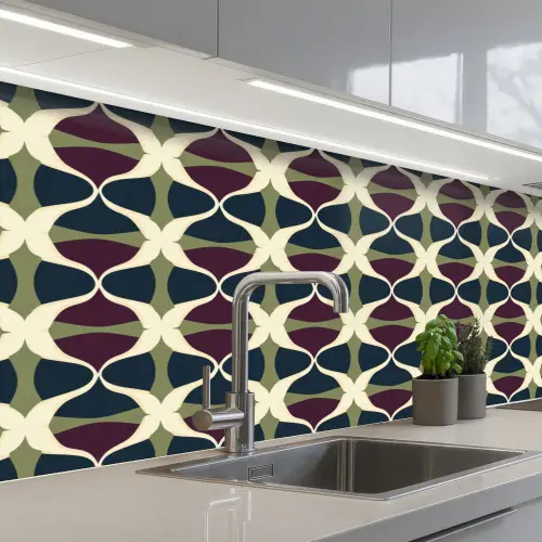 Abstract - Retro - Kleurrijk keuken achterwand 2 middel 871 -3d_schuin