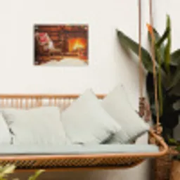 Winter - Kerst - Huis - Openhaard tuinposter los doek klein -sfeer7