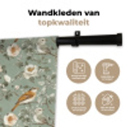 Roze - Vogels - Kleurrijk Wandkleed katoen klein 269 -sfeer2