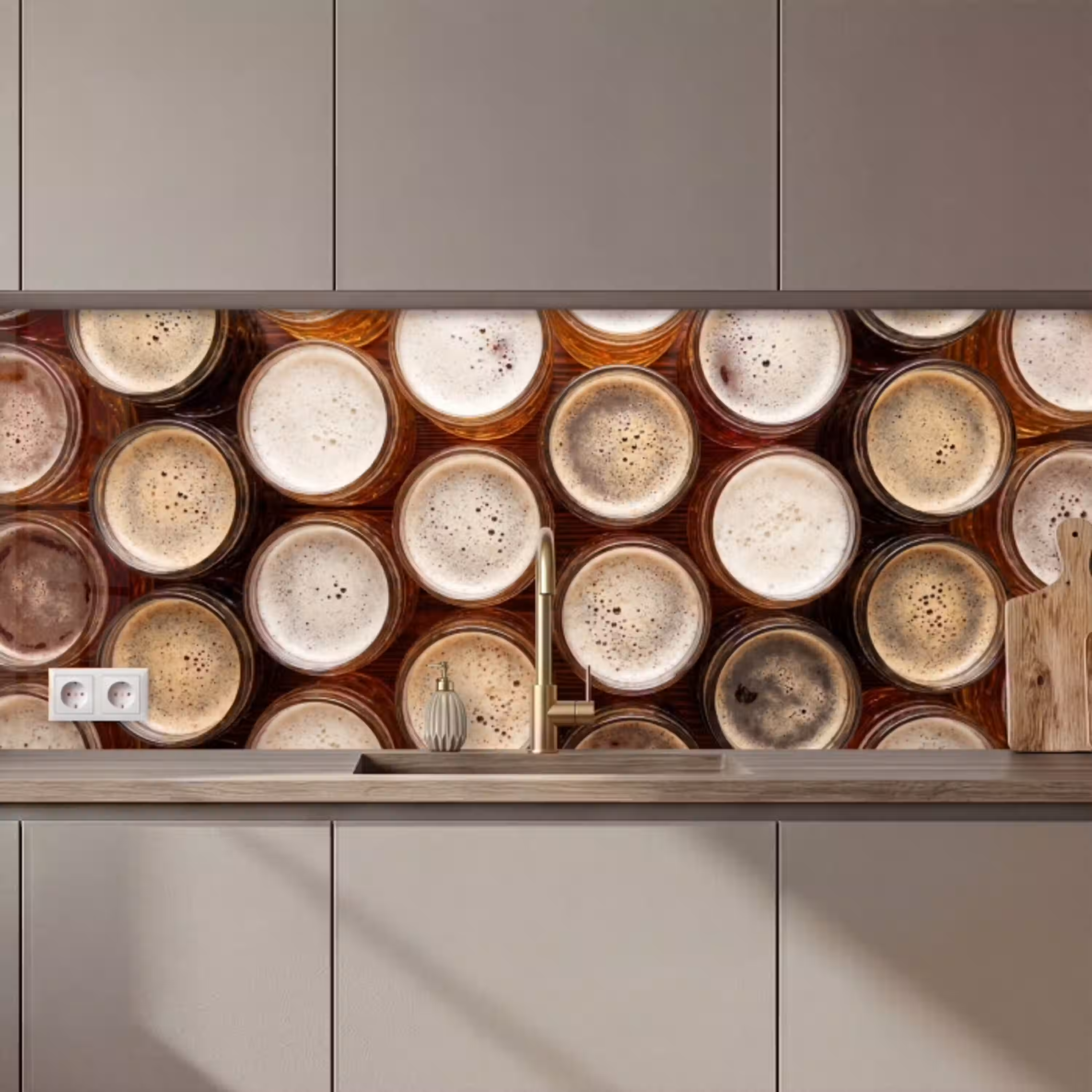 Eten - Glazen - Drank - Patroon - Bruin keuken achterwand 2 middel zz_3dshopping