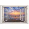 Doorkijk - Zee - Strand - Zonsondergang - Blauw poster papier klein -3d