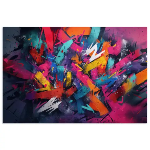Abstract - Explosie - Neonkleuren poster papier klein -3d