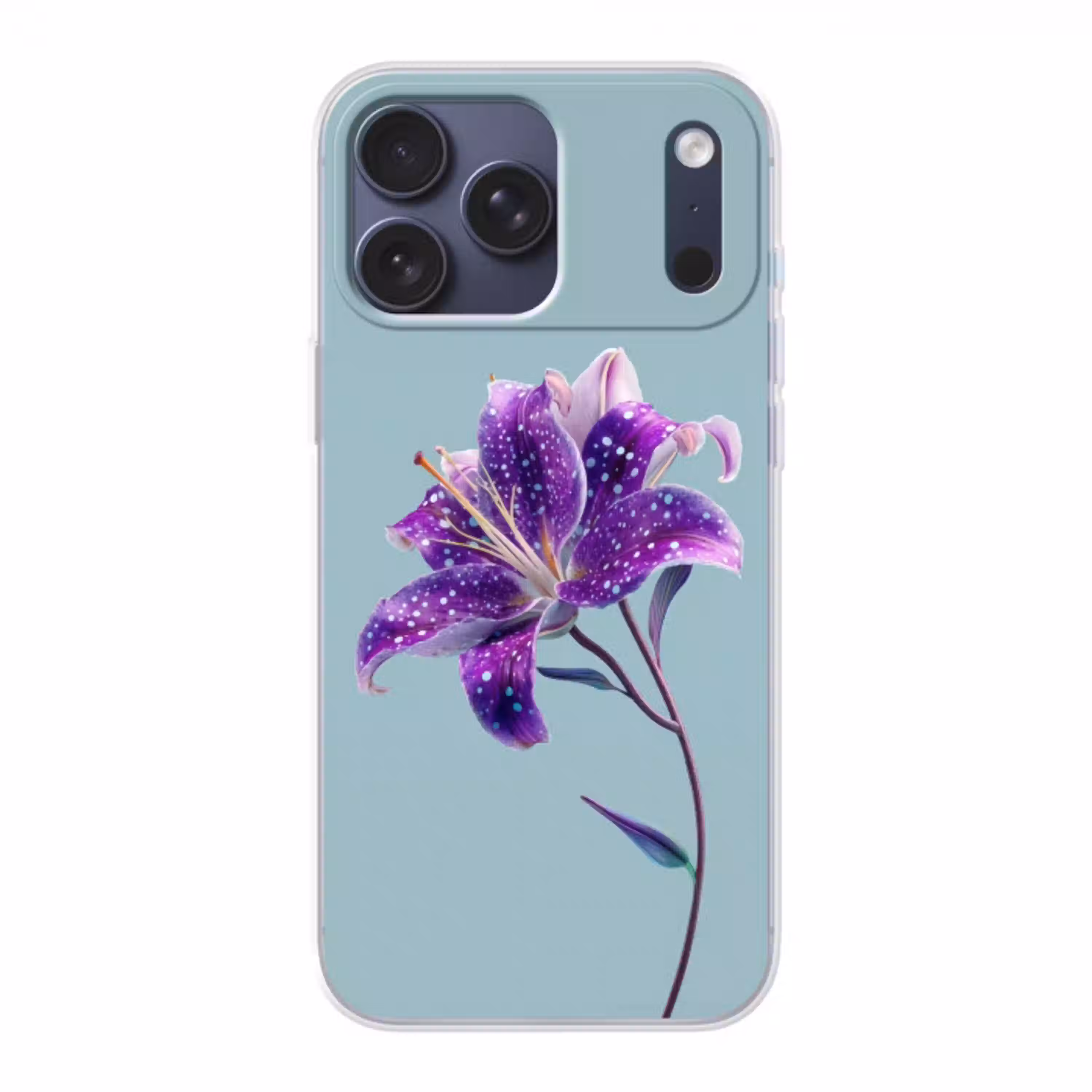 Lelie - Bloem - Paars - Stippen Telefoonhoesje iPhone 17 Pro Max klein -3d