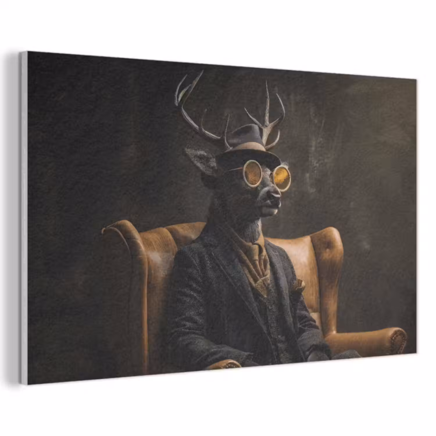 Akoestisch schilderij - Hert - Zonnebril - Zwart - Pak