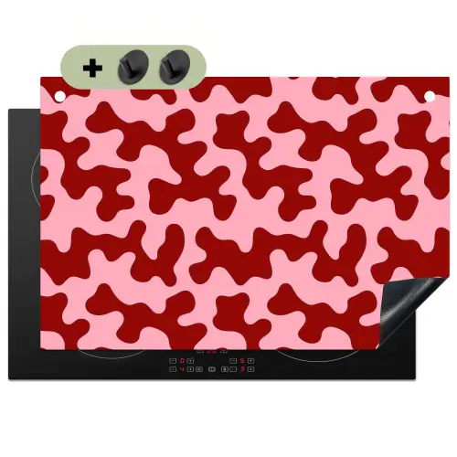 Modern - Abstract - Rood Inductie beschemer met haakjes klein 777 -3d