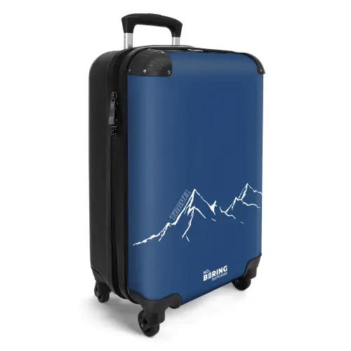 Blauwe achtergrond met witte bergillustratie NBS - Handbagage koffer - Kinderen Unisex middel -productfoto_3d