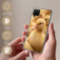 Pijltje - Eend - Natuur - Geel Telefoonhoesje Samsung Galaxy A12 klein -sfeer3_NL