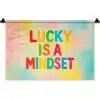 Quote - Lucky - Regenboogkleuren Wandkleed katoen klein -zz3d
