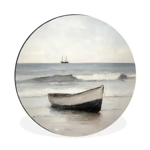 Roeiboot - Zee - Horizon Wandcirkel aluminium klein -3d