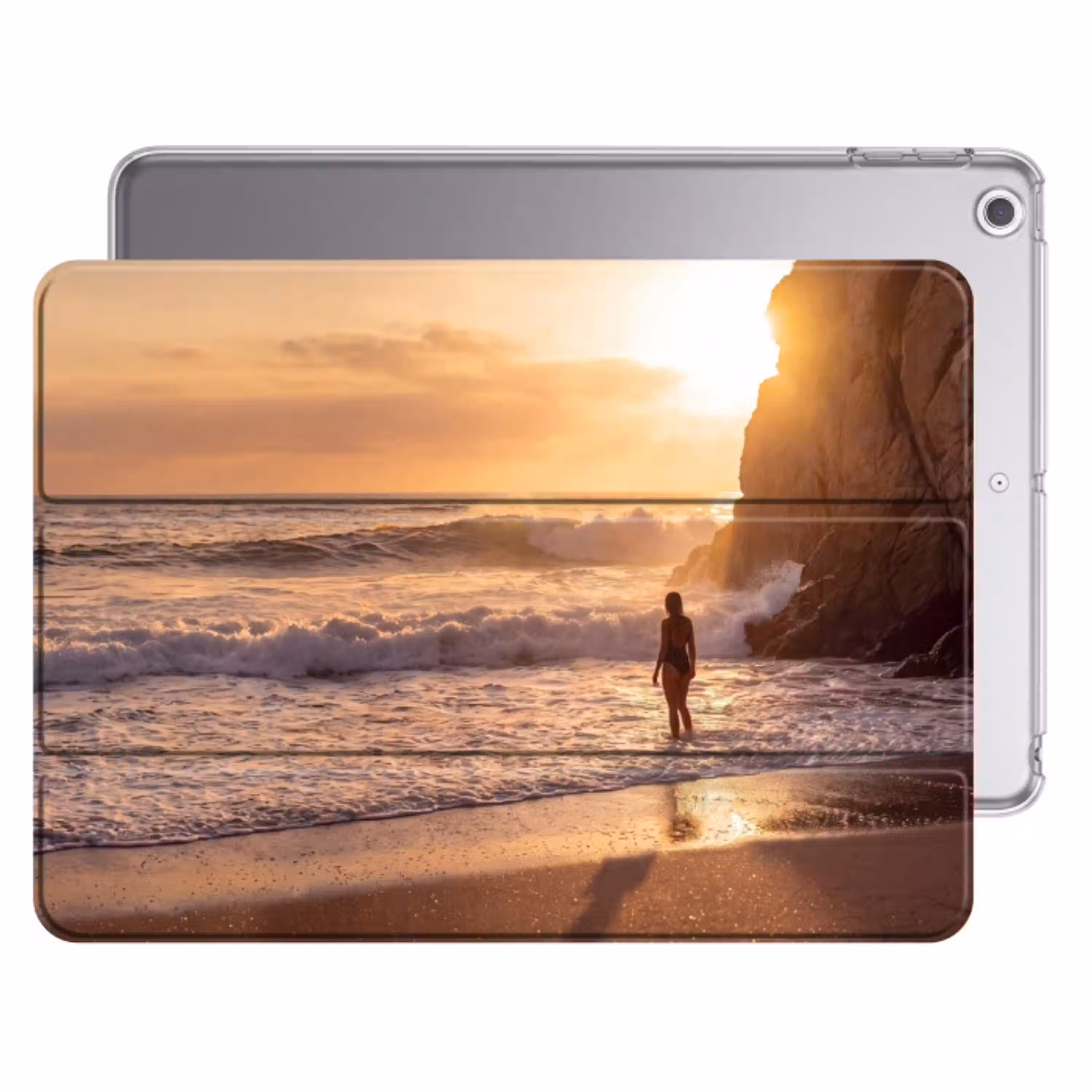 Mensen - Oceaan - Zonsondergang - Kust - Goud Apple iPad 2017 middel -threedimensional_3d_global