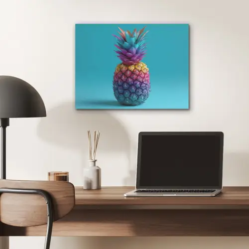 Ananas - Regenboog - Blauw - Popart PET vilt klein -sfeer5