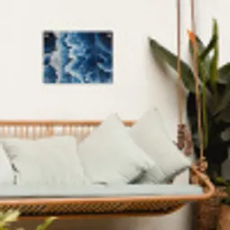 Golven - Blauw - Schuim tuinposter los doek klein -sfeer7