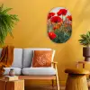 Klaproos - Bloemen - Wilde bloemen Wandcirkel Ovaal Forex klein -sfeer4