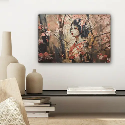 Kimono - Vrouw - kersenbomen canvas 2cm klein -sfeer6