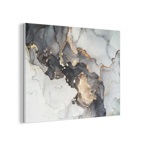 Marmer - Goud - Abstract - Zwart Wit - Luxe PET vilt klein -3d