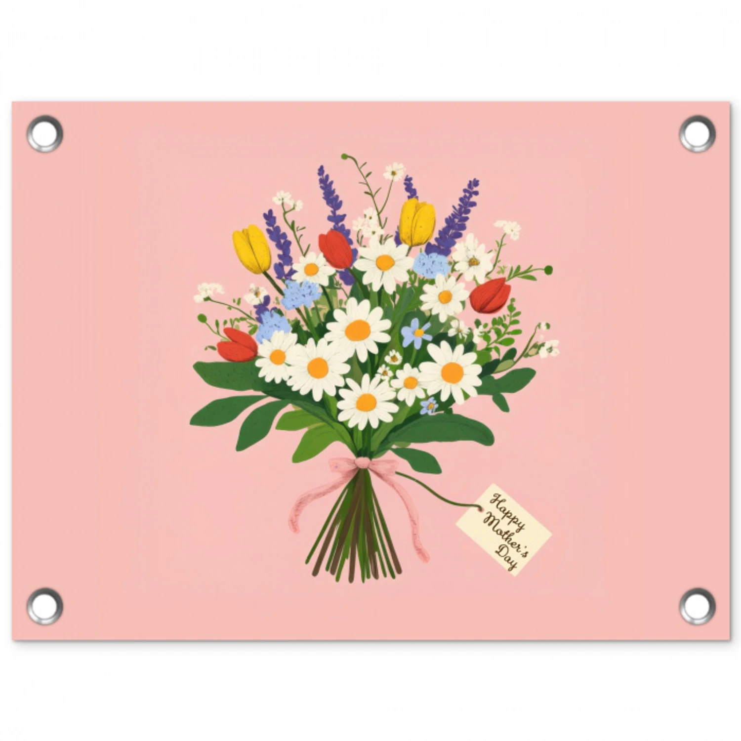 Bloemen - Lint - Kaartje tuinposter los doek klein -3d