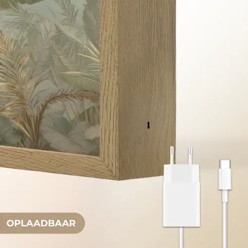 Tropisch bladerdek - Vlinders - groen - Bruin Light Box met batterij (Wandlamp) middel -USP_websiteoplaadbaarNL