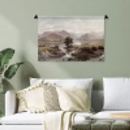 Berglandschap - Meer - Bergen - Vallei - Klassiek Wandkleed katoen klein -sfeer7